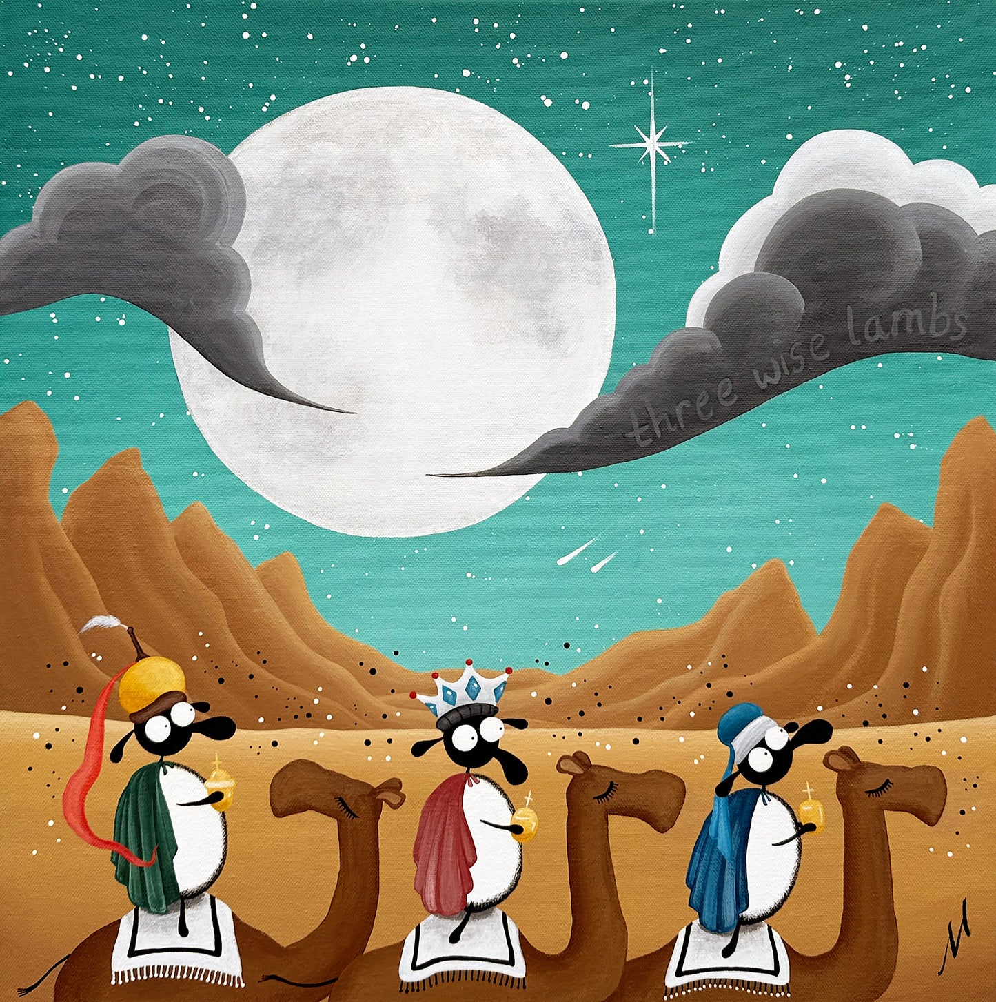 “Three Wise Lambs" Original Painting